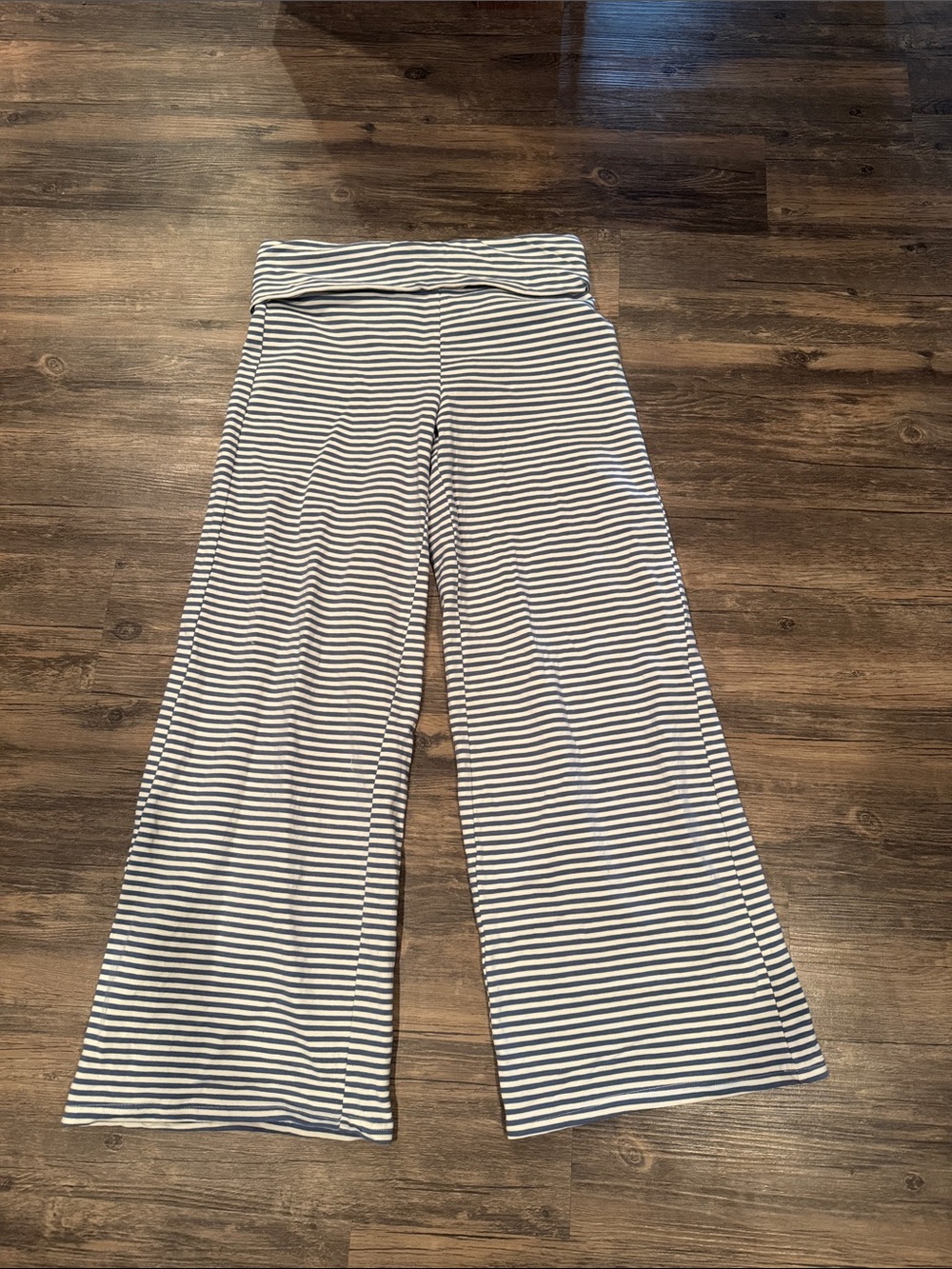 Striped Wide-Leg Pants - Blue and White